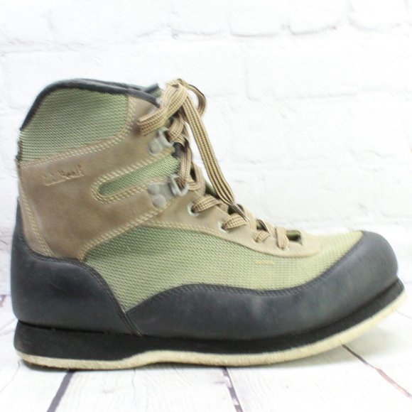Other - LL Bean Brown Green Suede Leather Fur Bottom Fishing Wading Boots Size 10